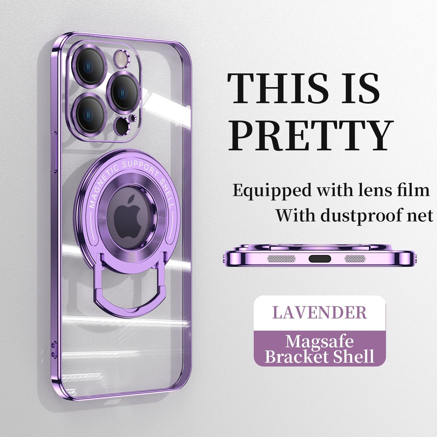 Magnetic Suction Bracket Electroplated Clear Protective iPhone Case