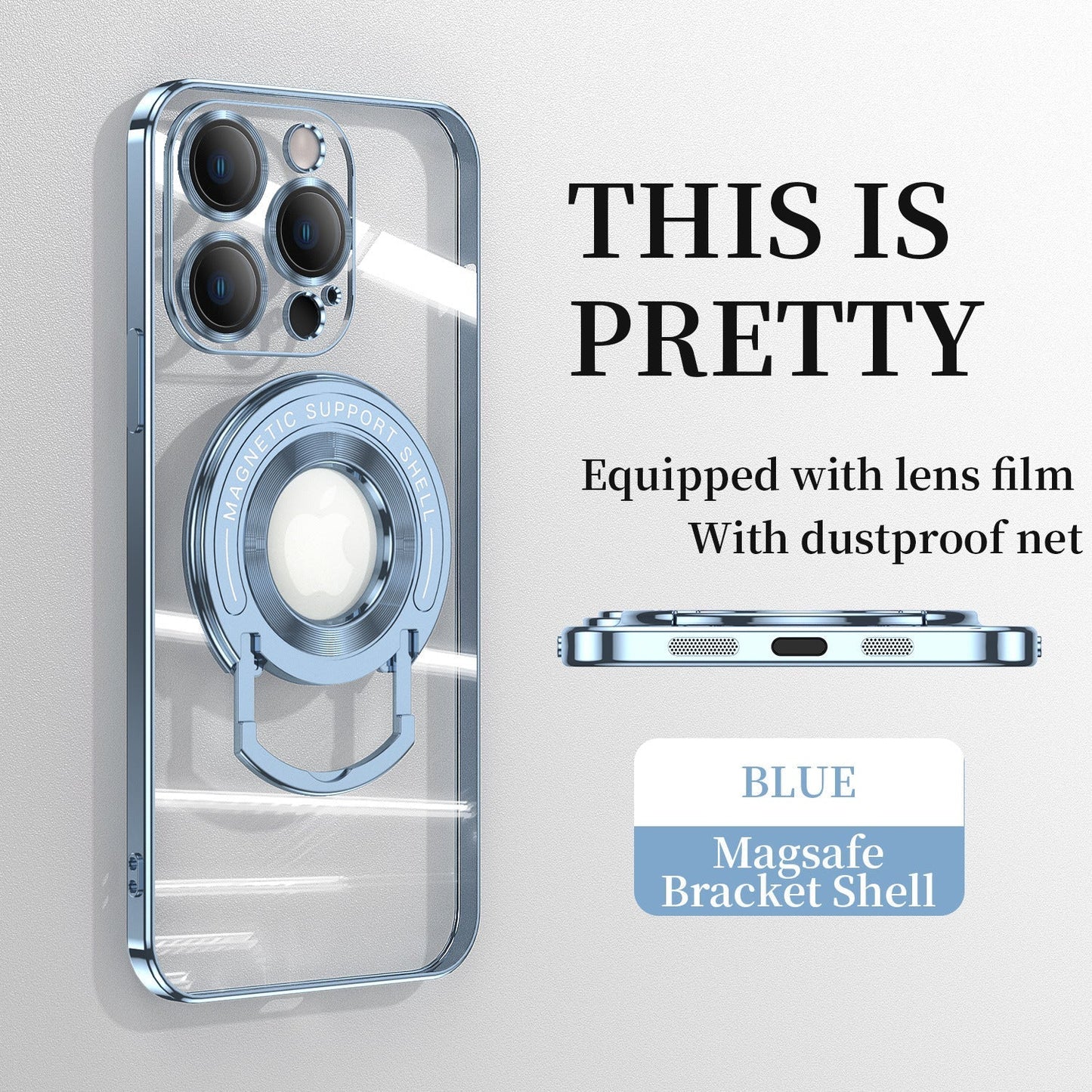Magnetic Suction Bracket Electroplated Clear Protective iPhone Case