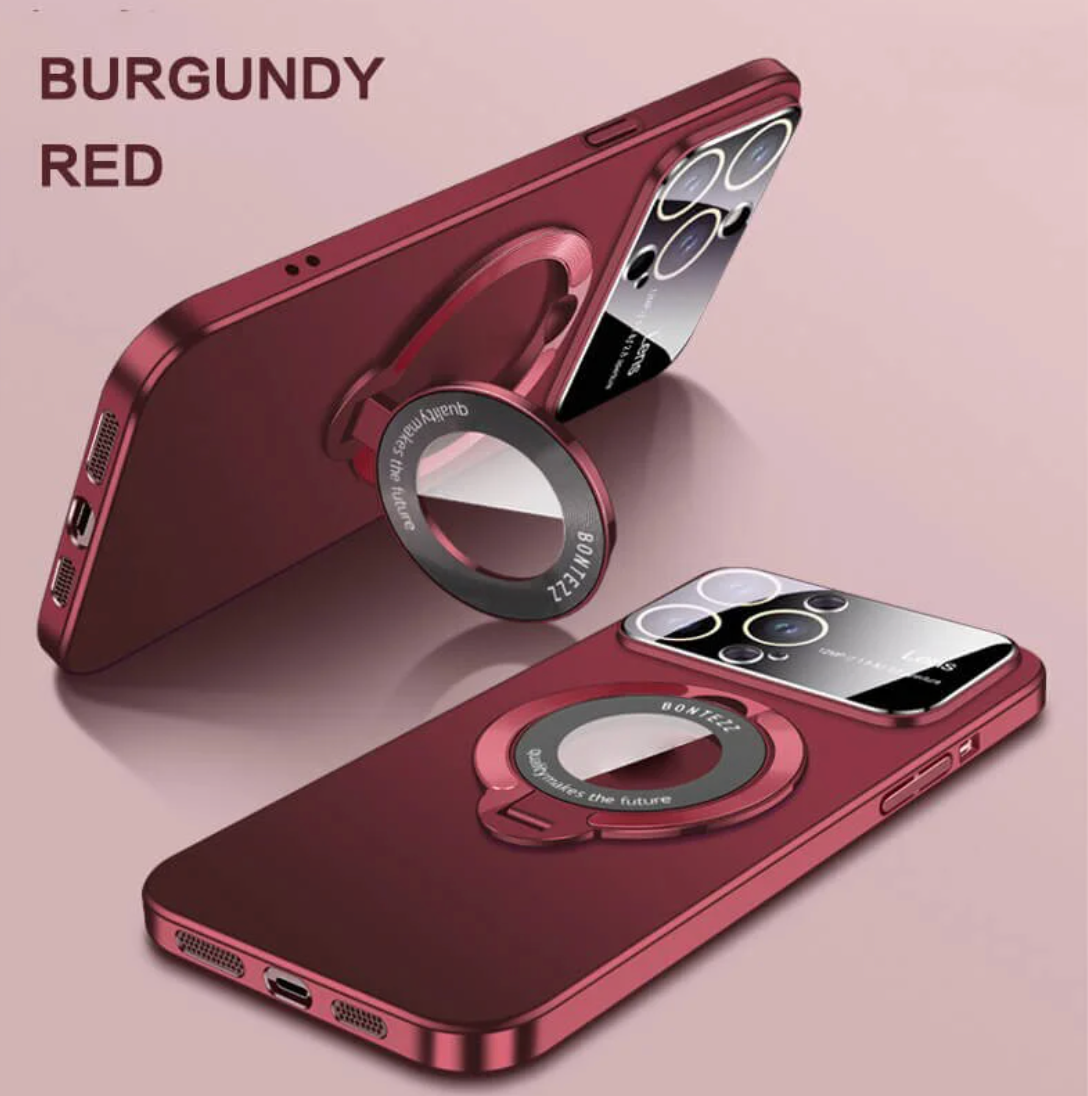 Magnetic Flip Case with Bracket & Lens Guard for iPhone 15