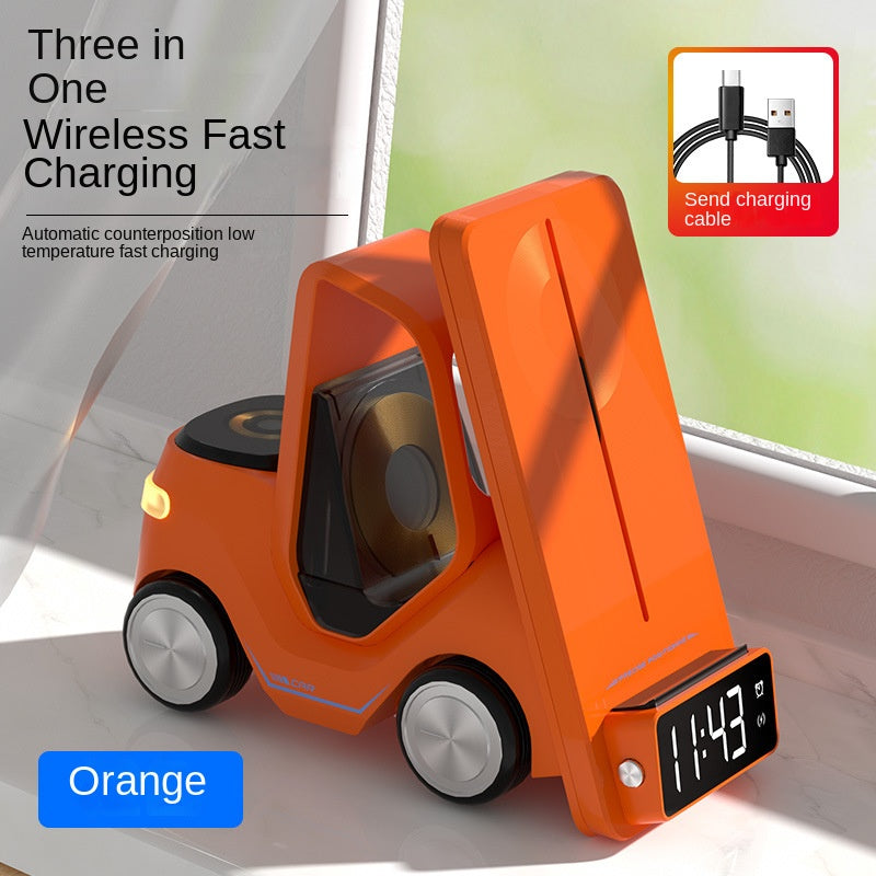 Forklift 3-in-1 QI Magnetic Wireless Charger with Alarm Clock