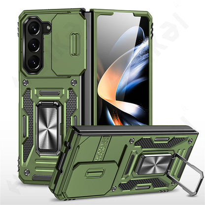 Shockproof  Z Fold 6, 5, 4 Ring Stand Cam Slide Case