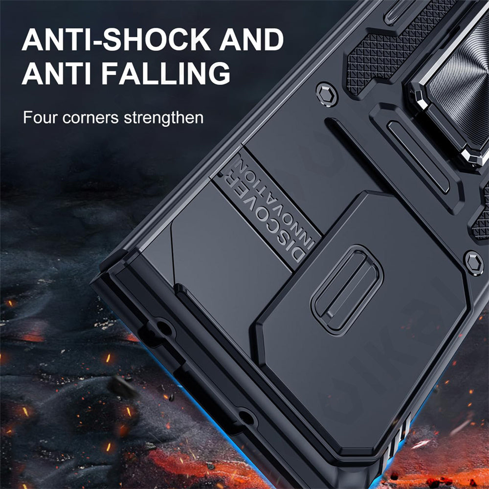 Shockproof  Z Fold 6, 5, 4 Ring Stand Cam Slide Case