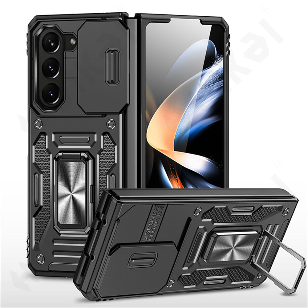 Shockproof  Z Fold 6, 5, 4 Ring Stand Cam Slide Case