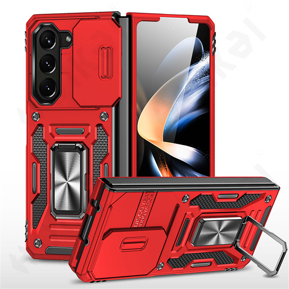 Shockproof  Z Fold 6, 5, 4 Ring Stand Cam Slide Case