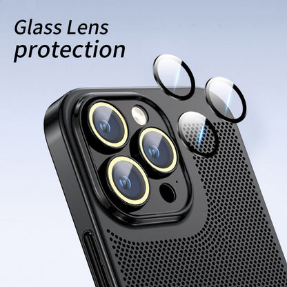 Electroplated Mesh Shell iPhone 16, 15, 14    Camera Protection Case