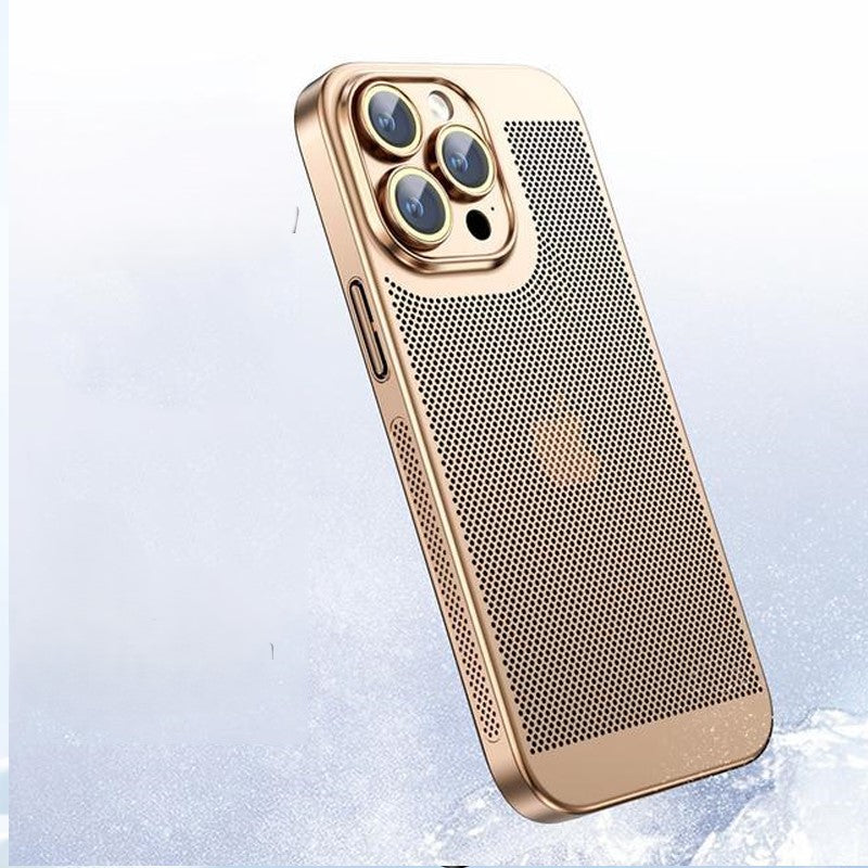 Electroplated Mesh Shell iPhone 16, 15, 14    Camera Protection Case