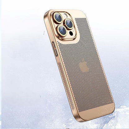 Electroplated Mesh Shell iPhone 16, 15, 14    Camera Protection Case