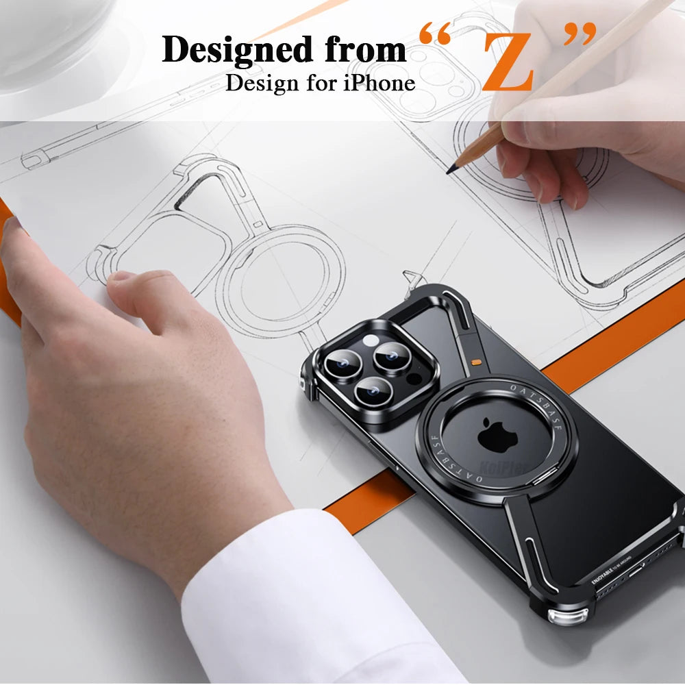 AeroShield Z Stand  Magnetic 360° Rotating Frame & Shockproof iPhone Case