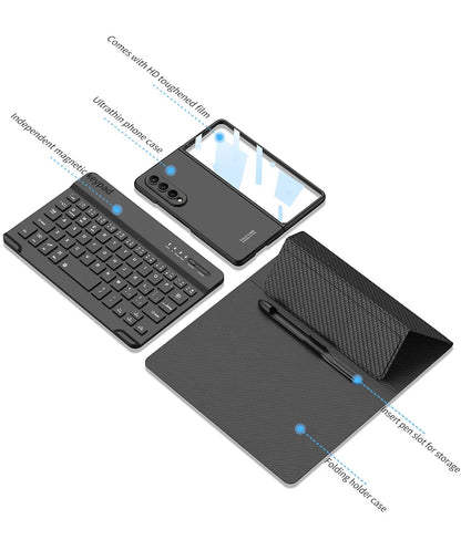 Wireless Keyboard 4-in-1 Ultra-Thin Case, Flip Stand Leather & Pen