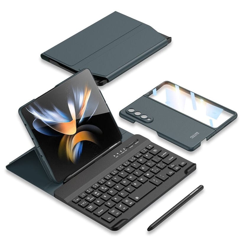 Wireless Keyboard 4-in-1 Ultra-Thin Case, Flip Stand Leather & Pen