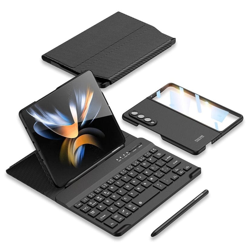 Wireless Keyboard 4-in-1 Ultra-Thin Case, Flip Stand Leather & Pen