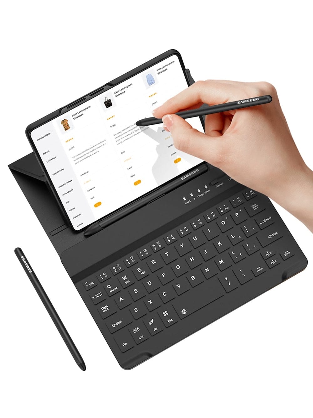 Wireless Keyboard 4-in-1 Ultra-Thin Case, Flip Stand Leather & Pen