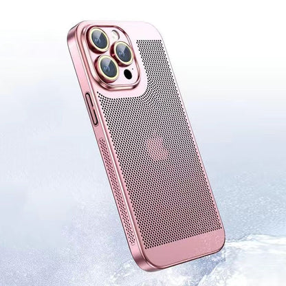 Electroplated Mesh Shell iPhone 16, 15, 14    Camera Protection Case