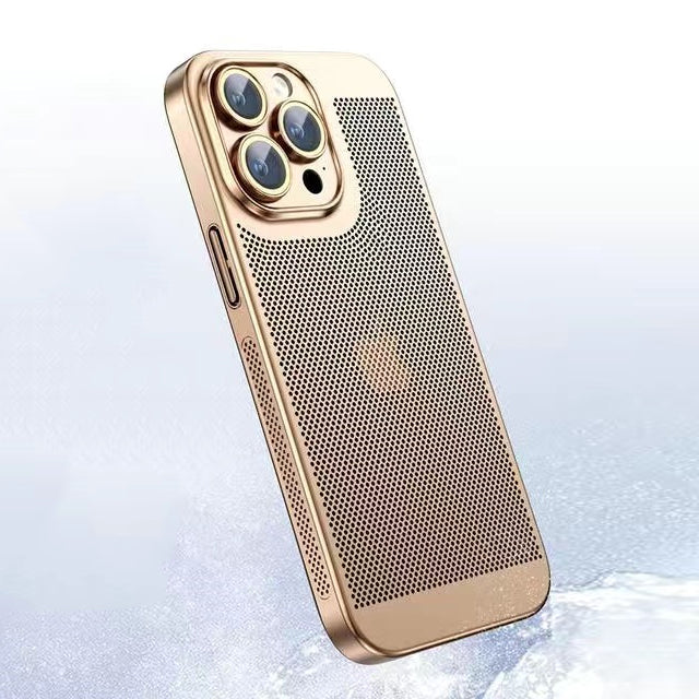 Electroplated Mesh Shell iPhone 16, 15, 14    Camera Protection Case