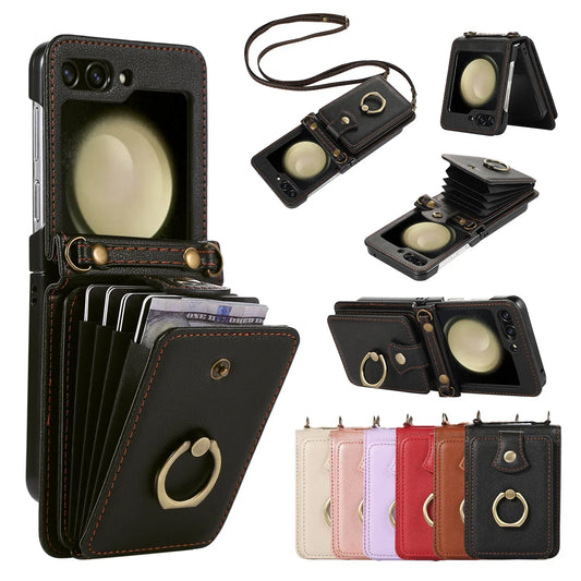 Anti-Theft Wallet Z Flip 6 Case with Card Slot & Stand