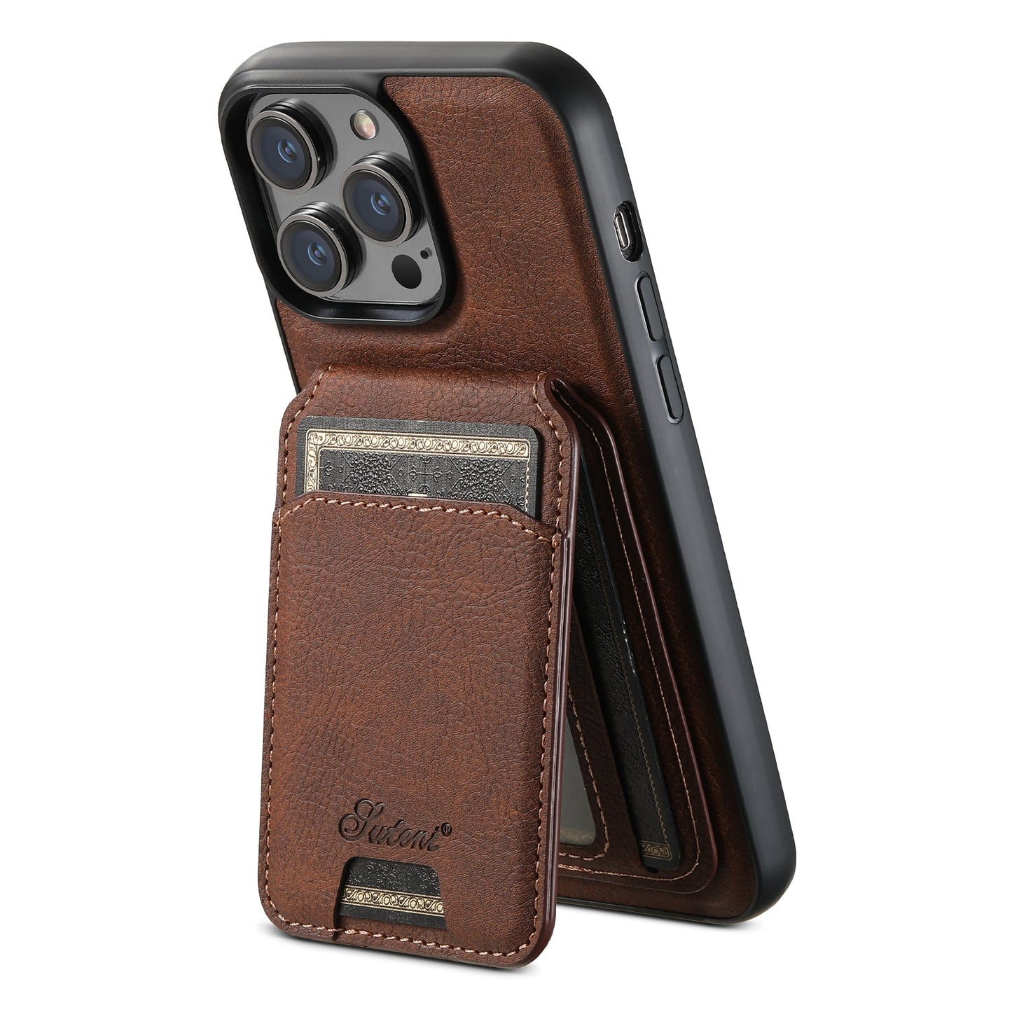 Leather iPhone 16-14 Pro - Detachable Wallet & Camera Protection Case