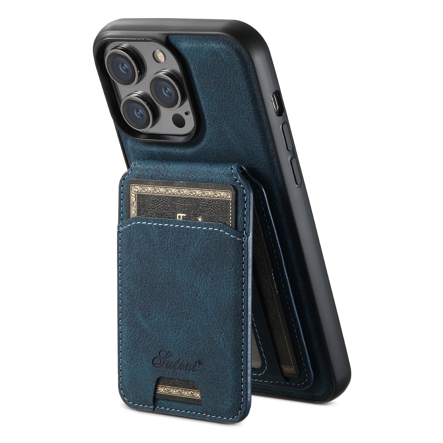 Leather iPhone 16-14 Pro - Detachable Wallet & Camera Protection Case