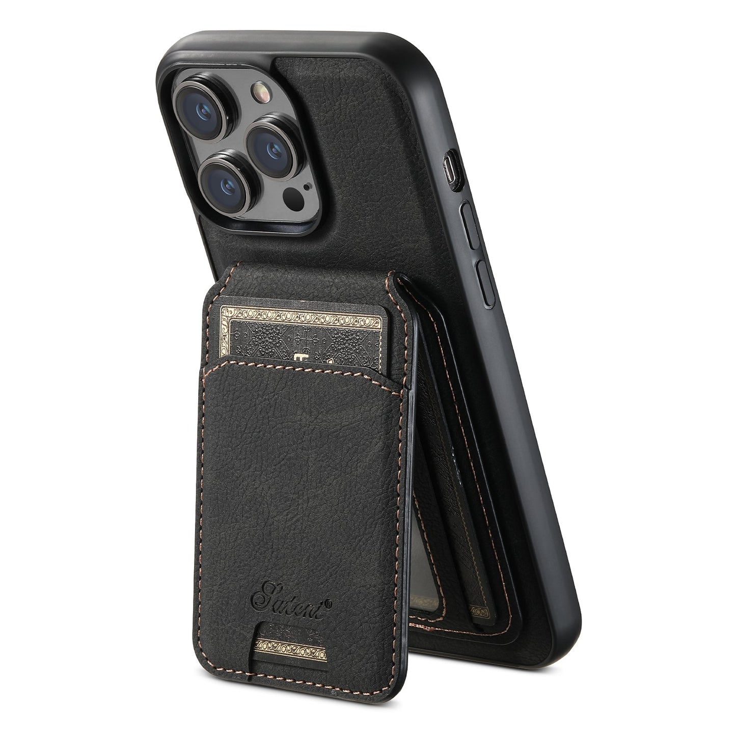 Leather iPhone 16-14 Pro - Detachable Wallet & Camera Protection Case