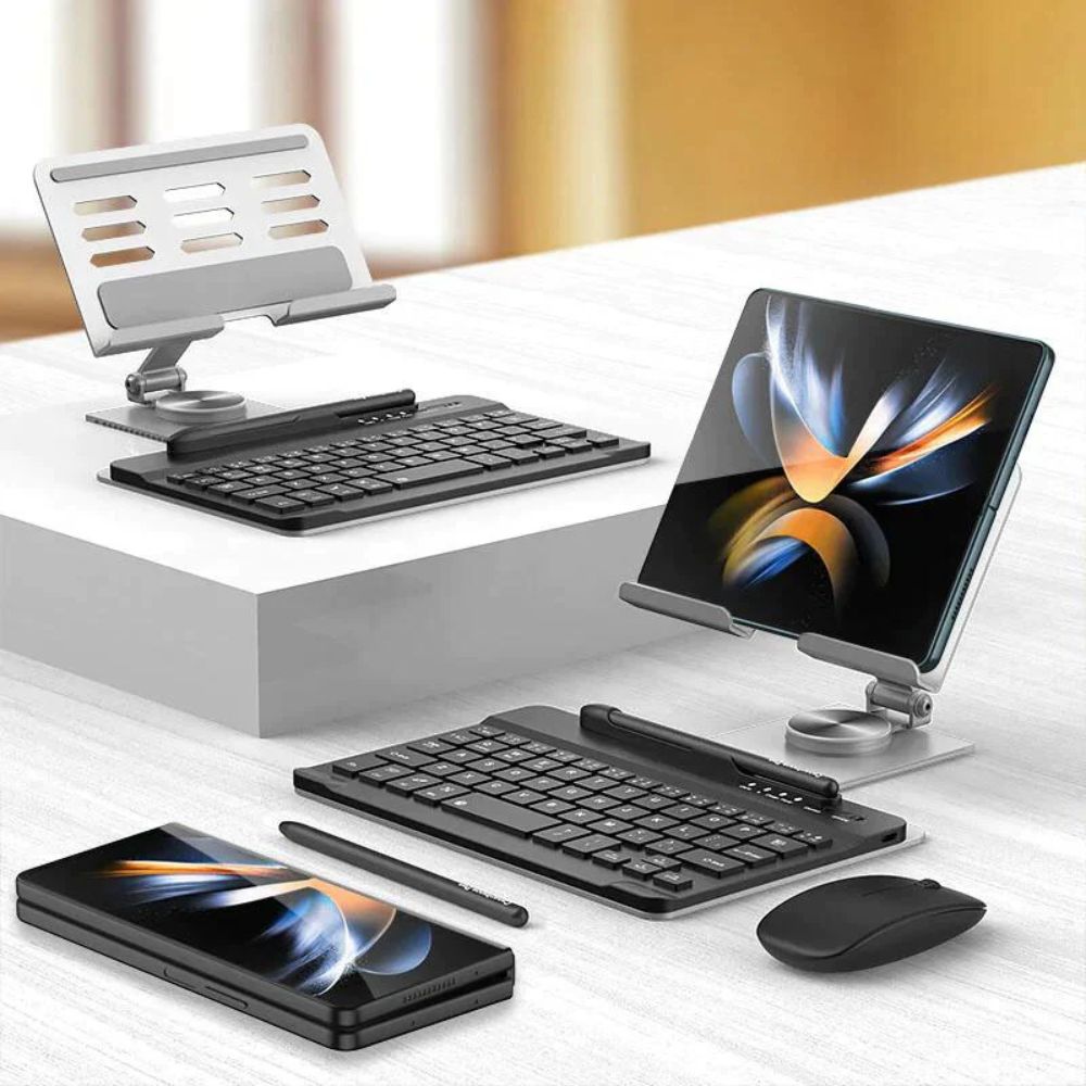 Desk Z Fold Wireless Keyboard, 360° Stand, Mouse, Pen Set