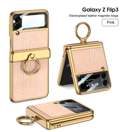 Leather Magnetic Ring Case - Z FLIP 4