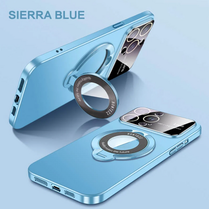 Magnetic Flip Case with Bracket & Lens Guard for iPhone 15