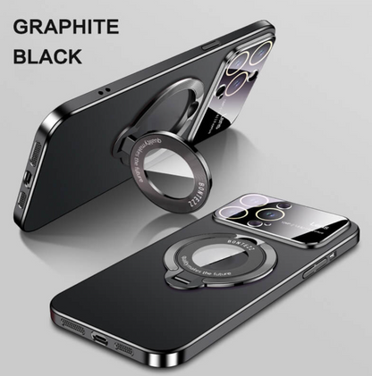 Magnetic Flip Case with Bracket & Lens Guard for iPhone 15