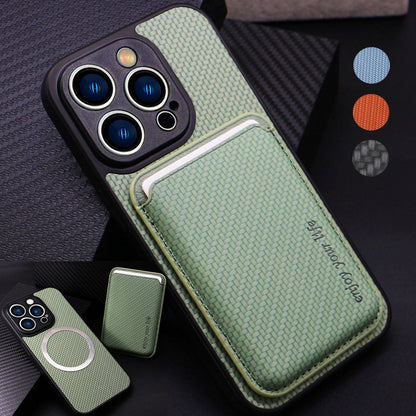 Carbon Fiber Card Holder Magnetic Case For iPhone