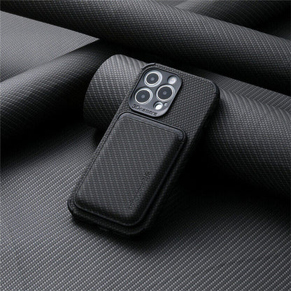 Carbon Fiber Card Holder Magnetic Case For iPhone