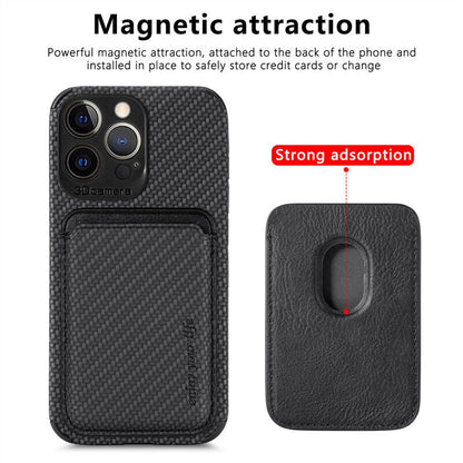 Carbon Fiber Card Holder Magnetic Case For iPhone