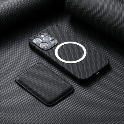 Carbon Fiber Card Holder Magnetic Case For iPhone