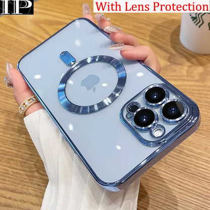 Magsafe Magnetic Clear Camera Lens Protector Case for iPhone 15 Series