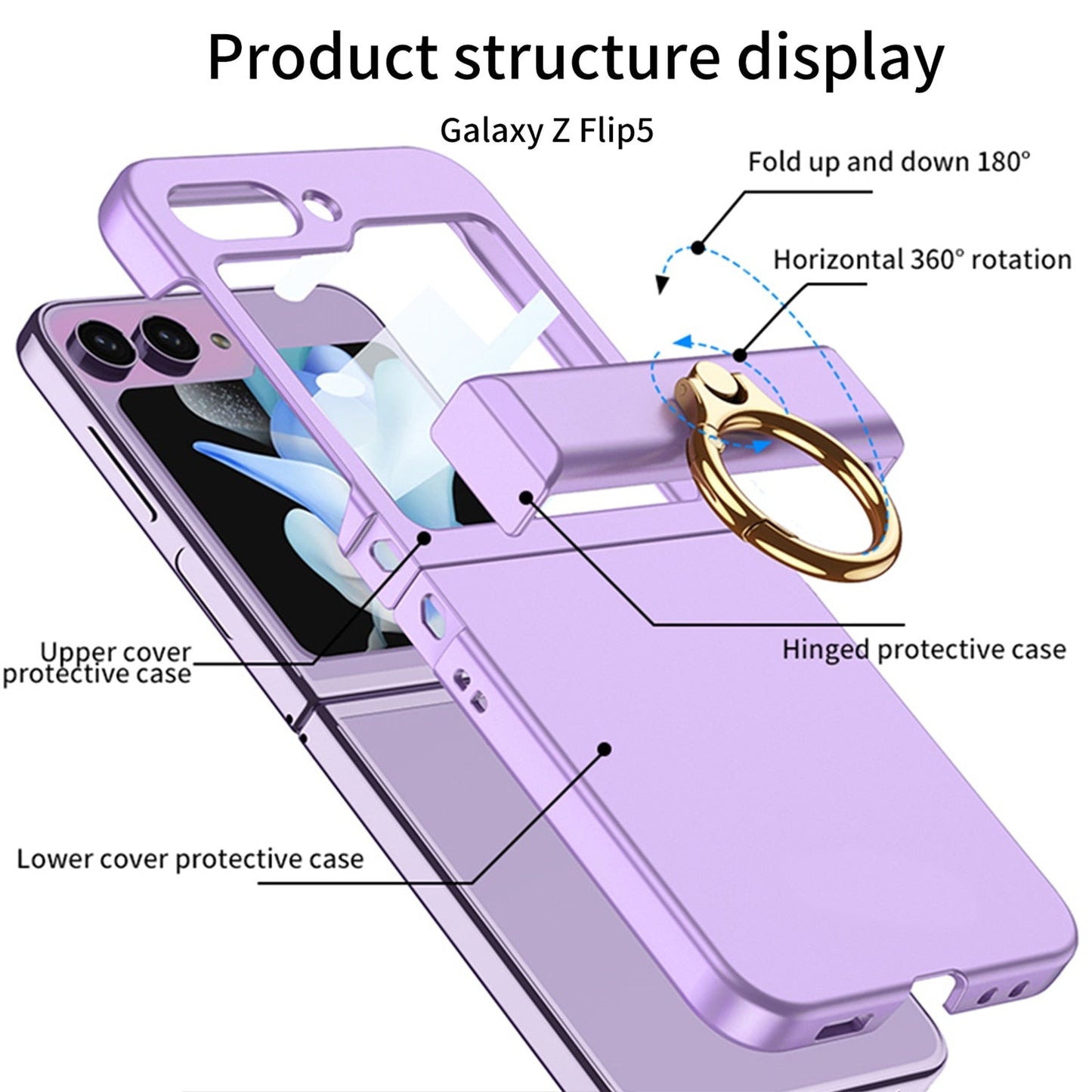 Ultra-thin Matte Case with Ring Bracket & Screen Protective - Z Flip 5