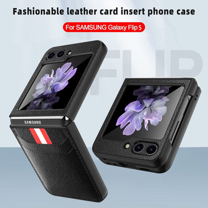 Ultra-thin Leather Case with Card Holder - Z Flip 5