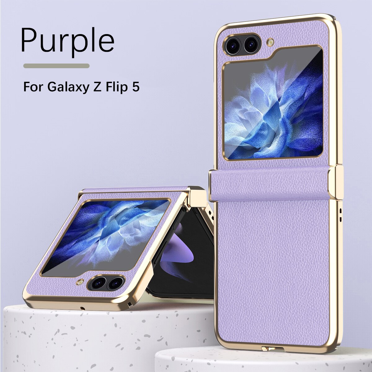 Colorful Electroplated Plain Leather Case - Z Flip 5