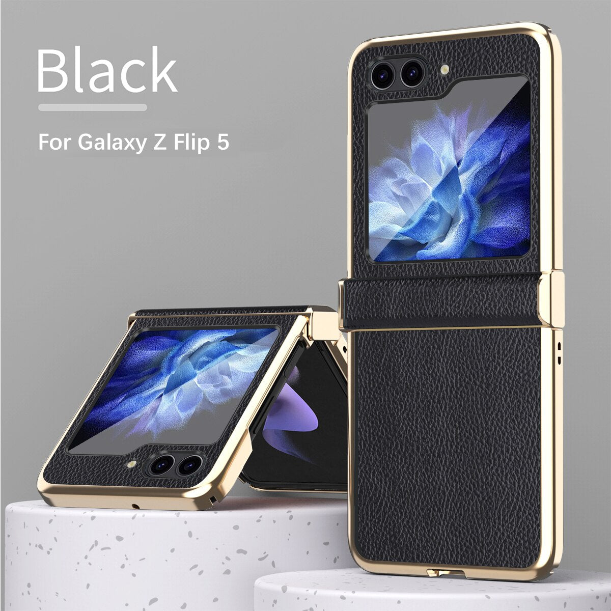 Colorful Electroplated Plain Leather Case - Z Flip 5