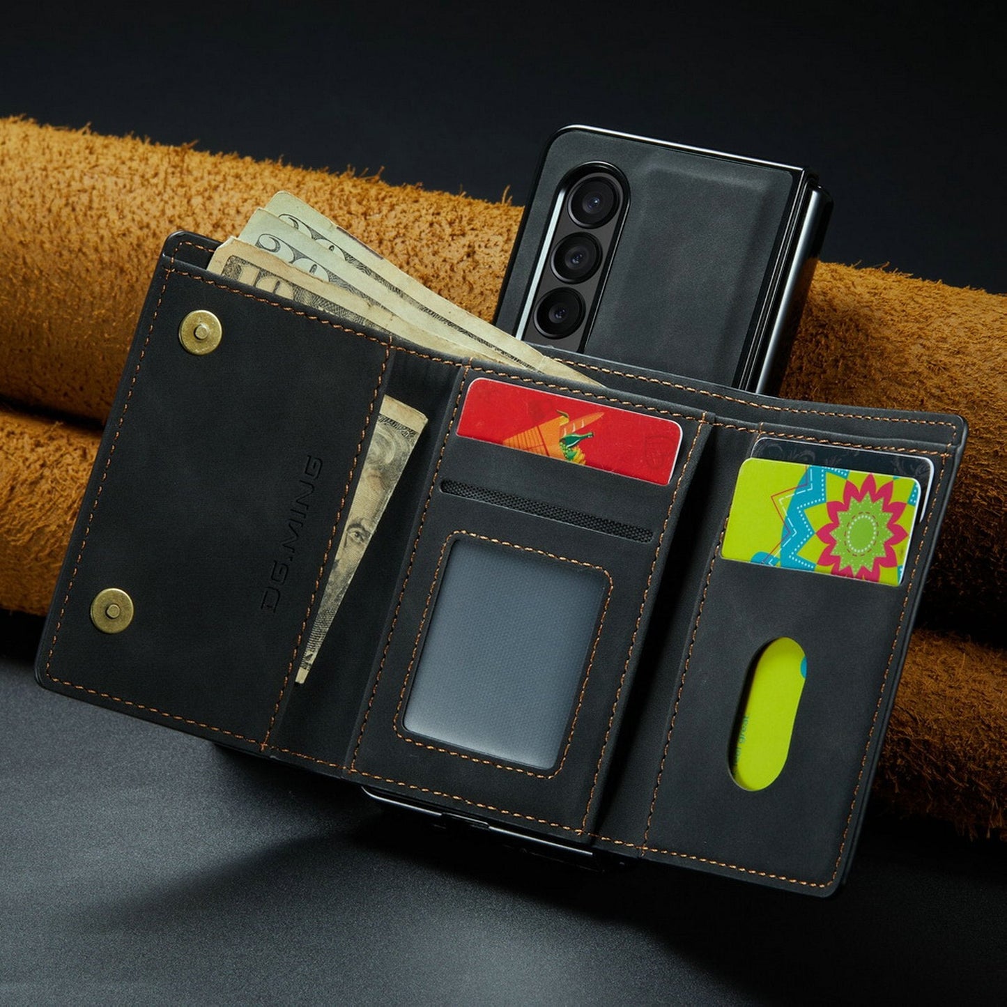 2-in-1 Luxury Leather Magnetic Case & Detachable Wallet  - Z Fold 5