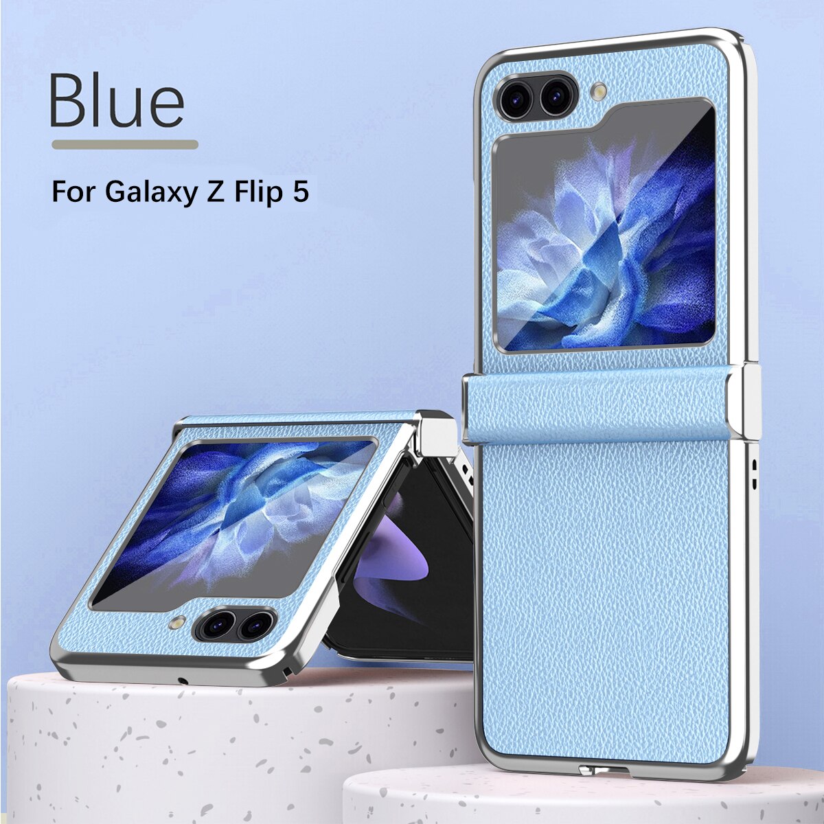 Colorful Electroplated Plain Leather Case - Z Flip 5