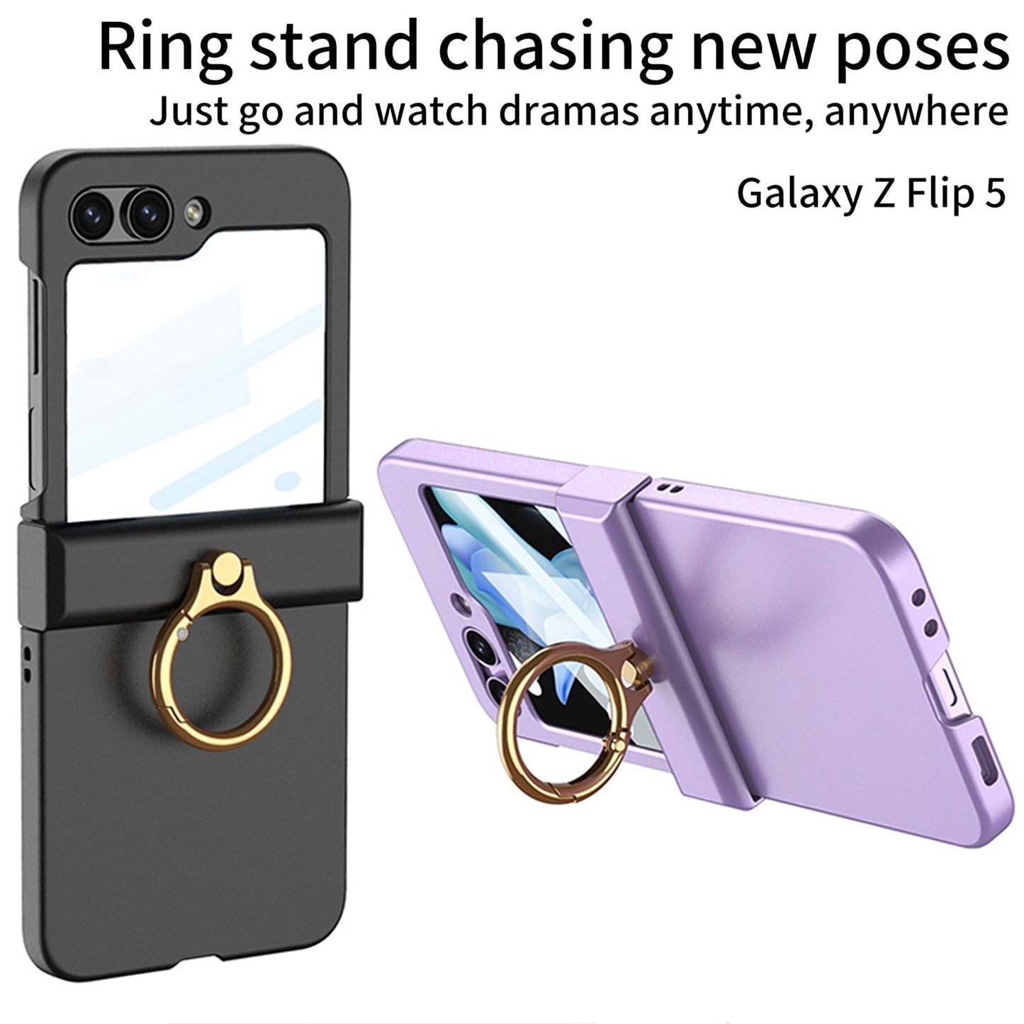 Ultra-thin Matte Case with Ring Bracket & Screen Protective - Z Flip 5